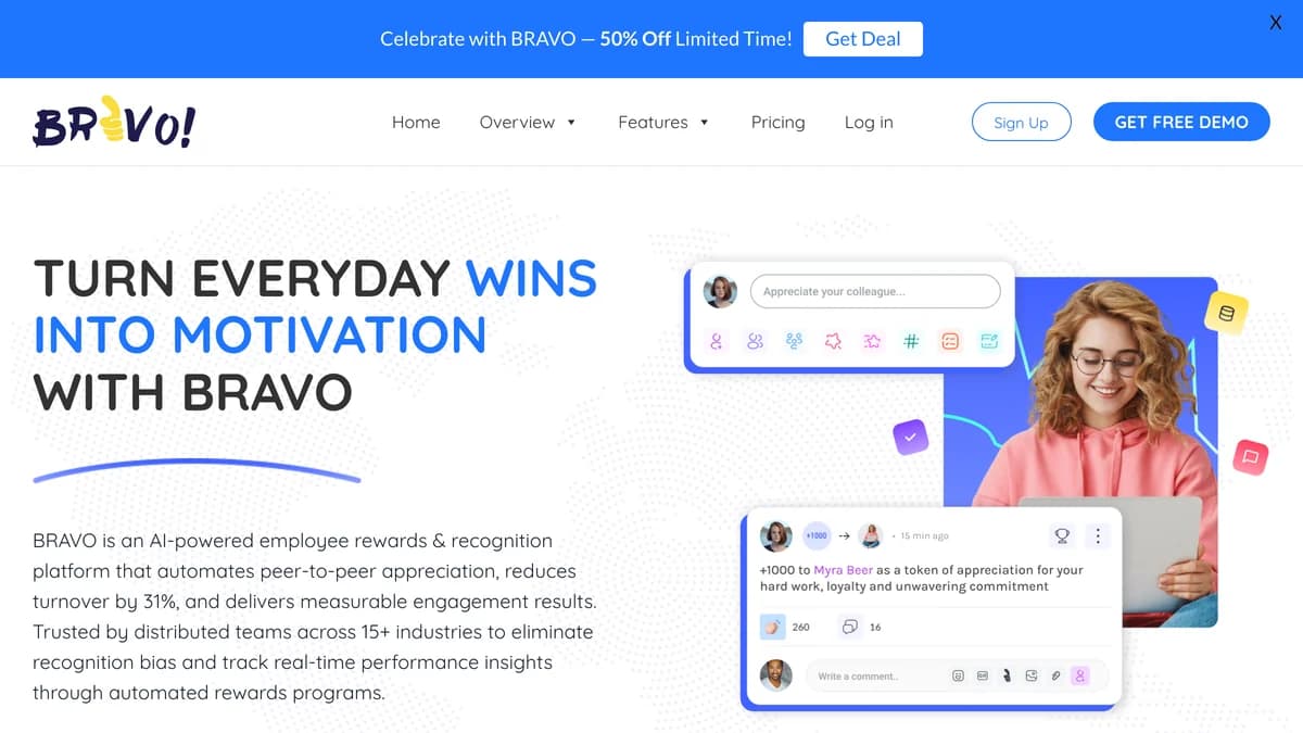 BRAVO – AI Employee Recognition & Engagement Platform screenshot