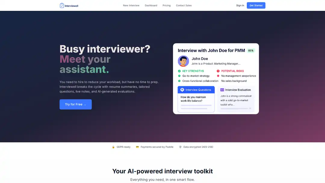 Interviewell screenshot