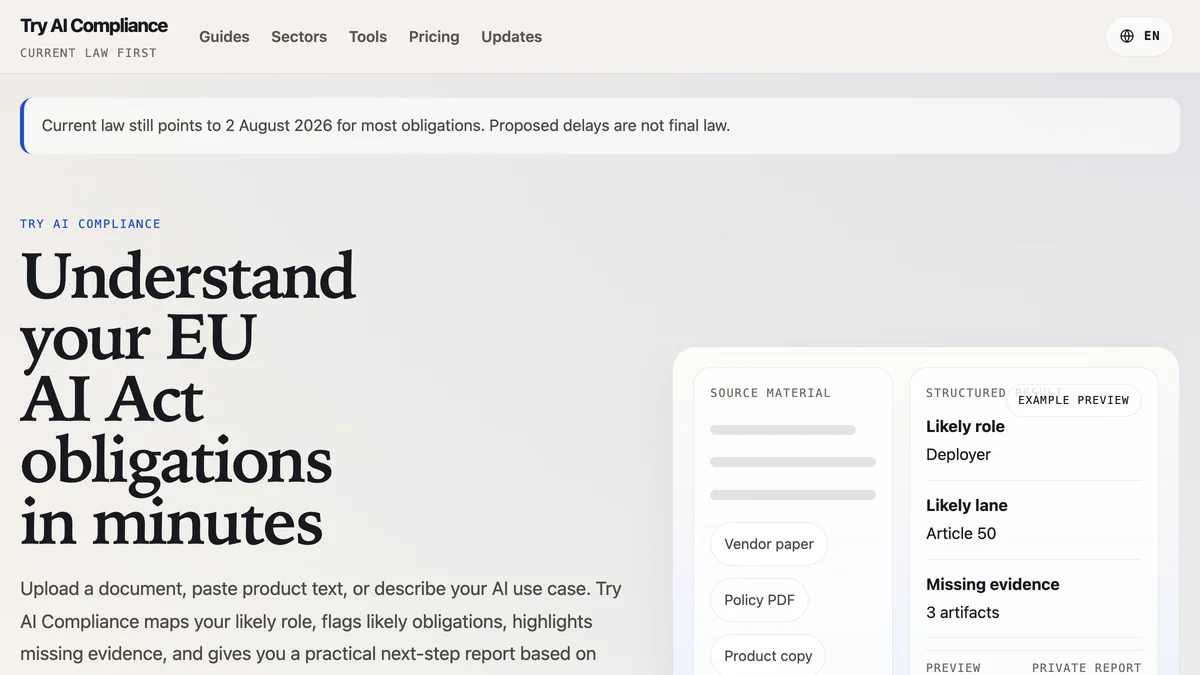 Try AI Compliance screenshot