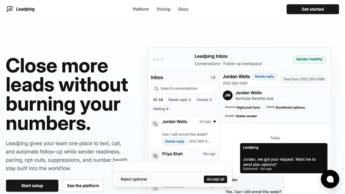Leadping screenshot