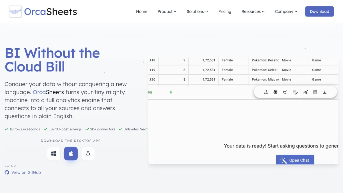 Orcasheets screenshot