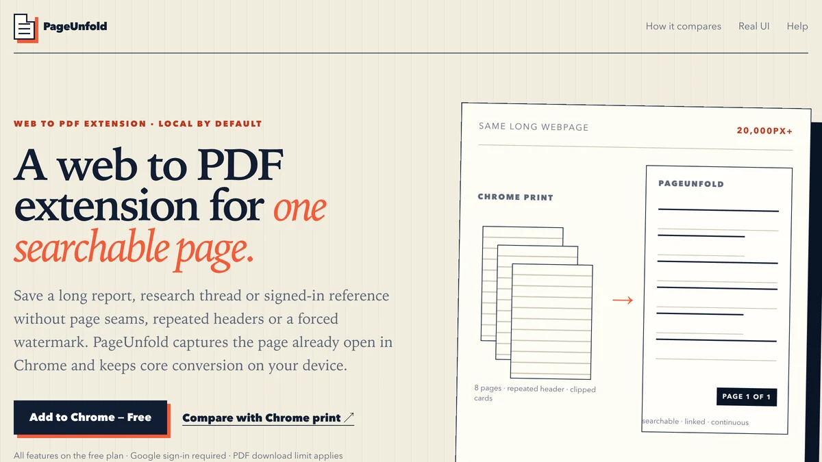 PageUnfold — One Page PDF screenshot