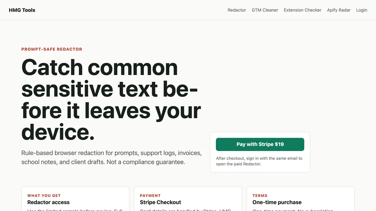 Prompt-Safe Redactor screenshot