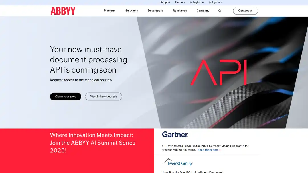 Screenshot of ABBYY platform