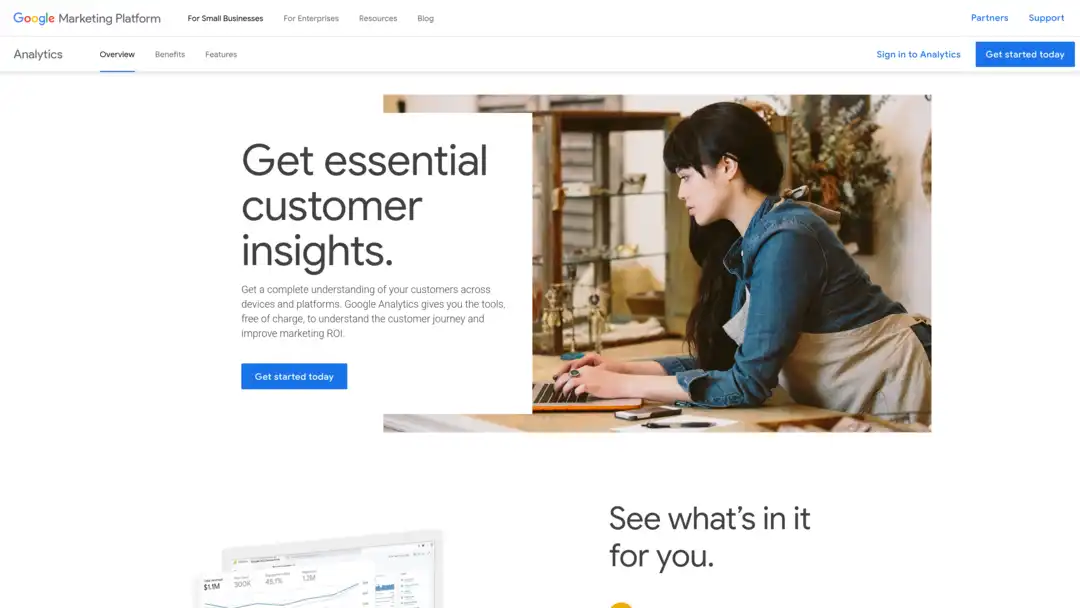 Screenshot of Google Analytics platform displaying basic segmentation features and AI-driven insights
