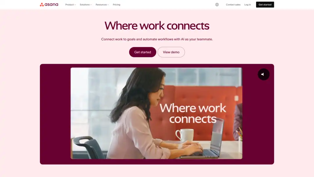 Screenshot of Asana platform displaying AI-powered workflow automation and workload balancing
