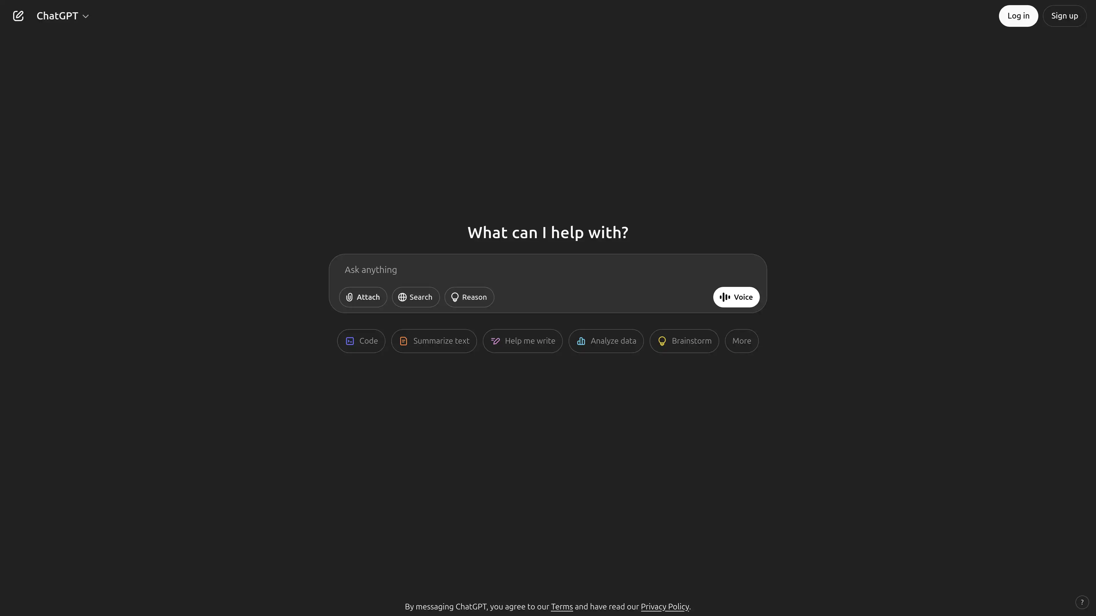 Screenshot of Chat GPT UI