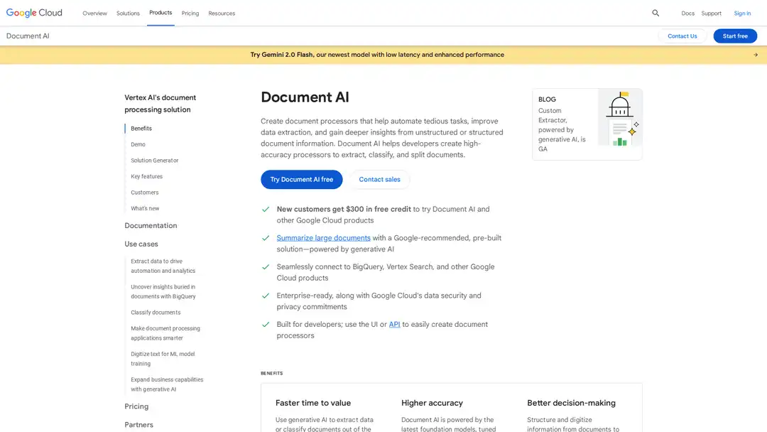 Screenshot of Google Document AI platform