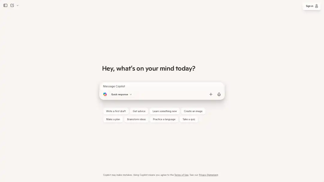 Screenshot of Copilot interface within PowerPoint showing chat-based AI assistance