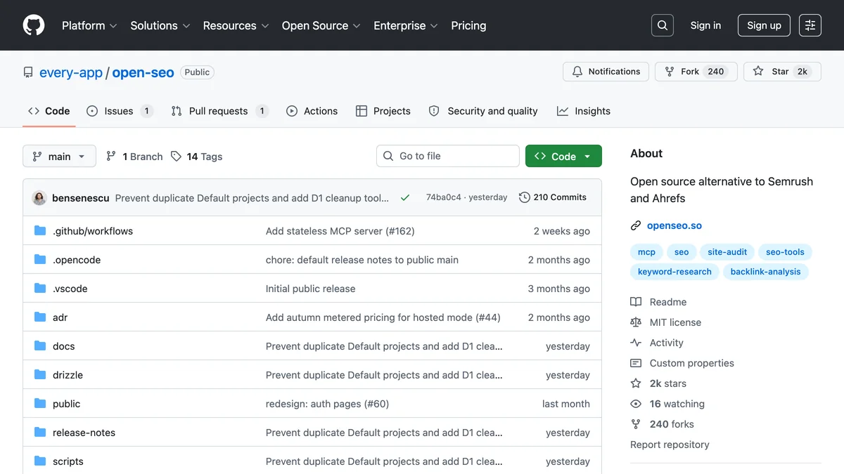 Open SEO on GitHub