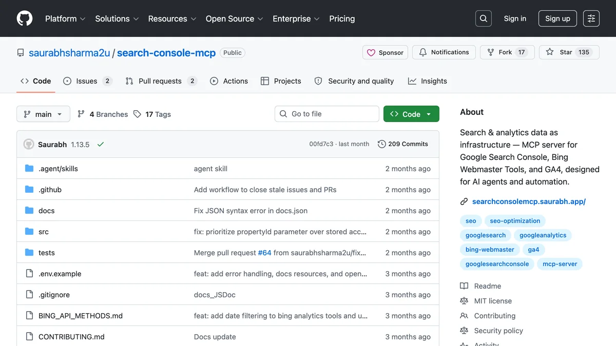 Search Console MCP on GitHub