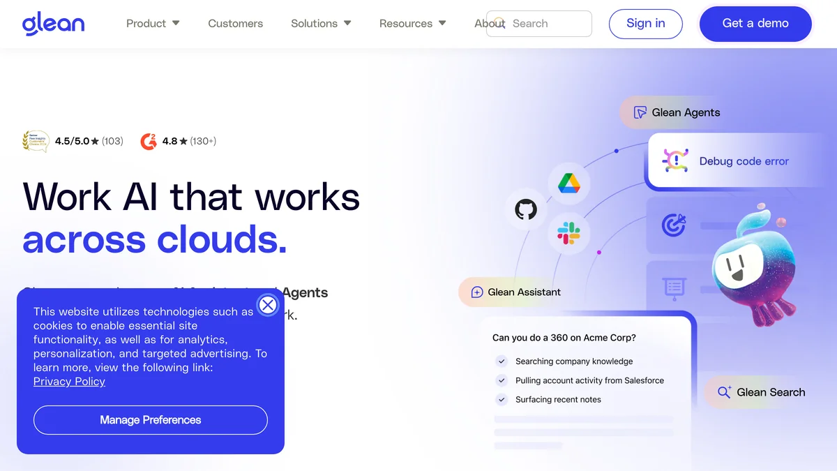 Screenshot of Glean enterprise knowledge search platform