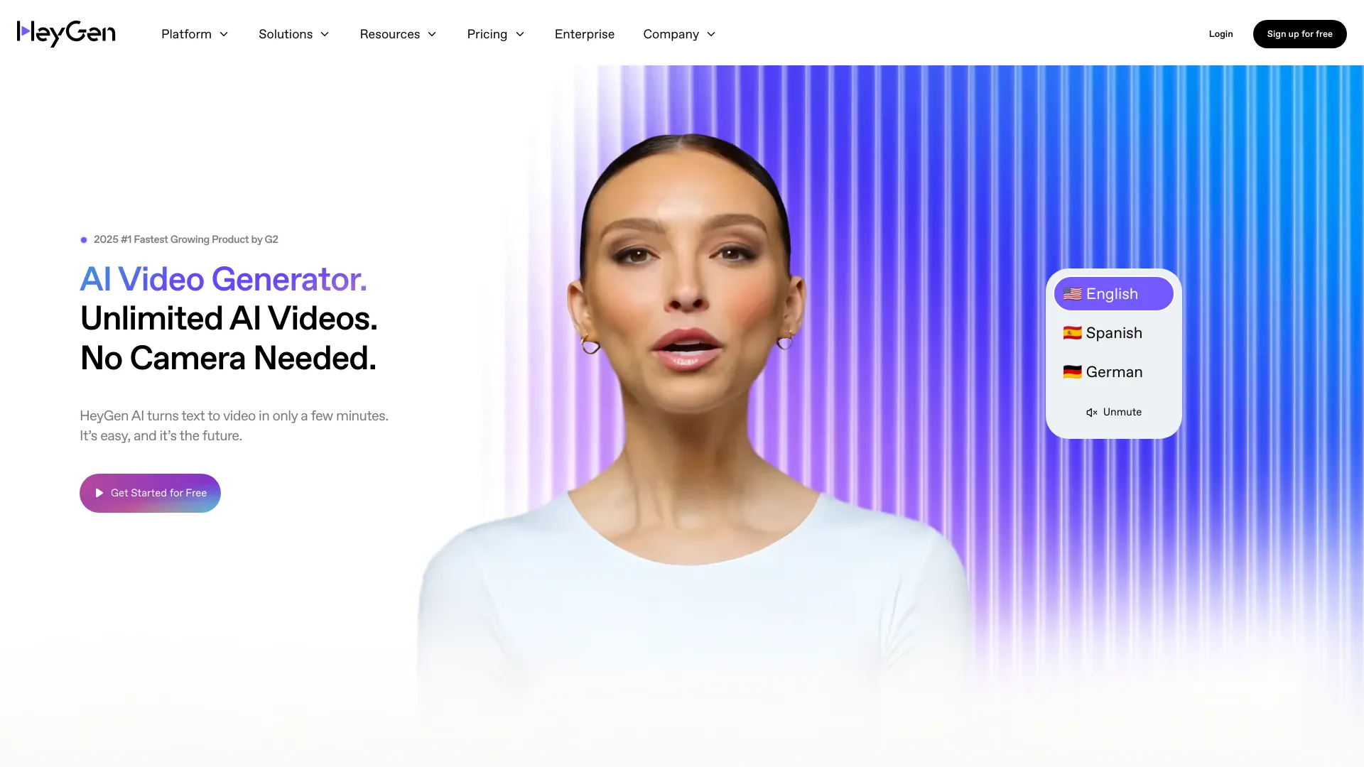 Screenshot of Heygen video generator tool