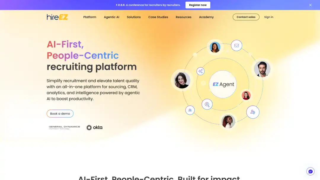 Screenshot of hireEZ AI-powered sourcing platform dashboard