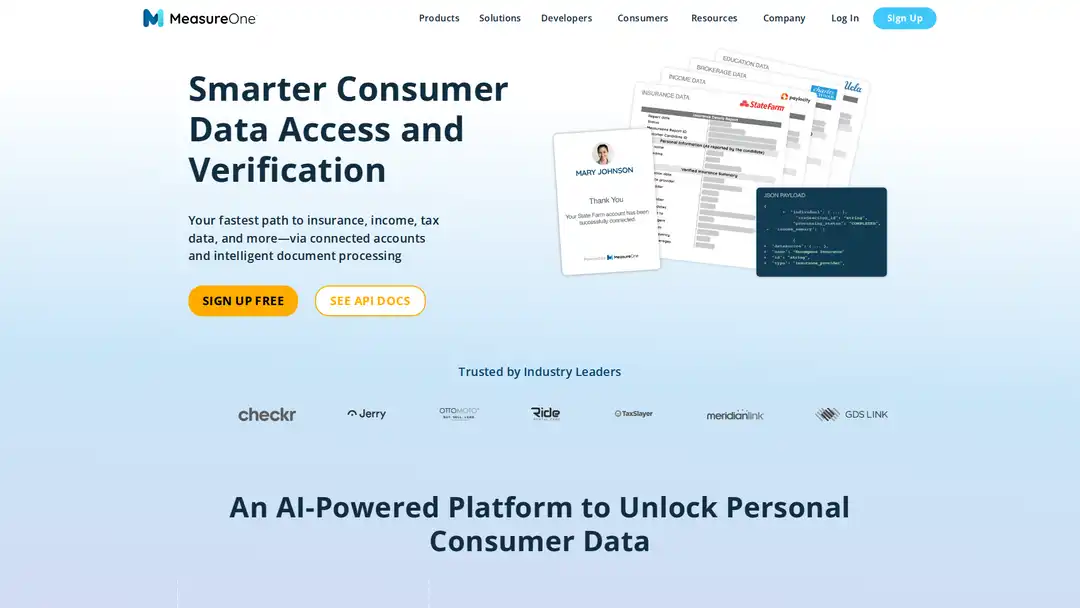 Screenshot of MeasureOne platform