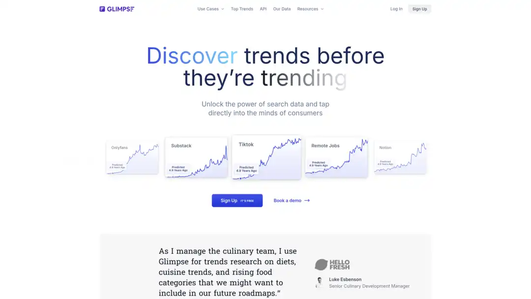 Glimpse trend detection and analytics platform