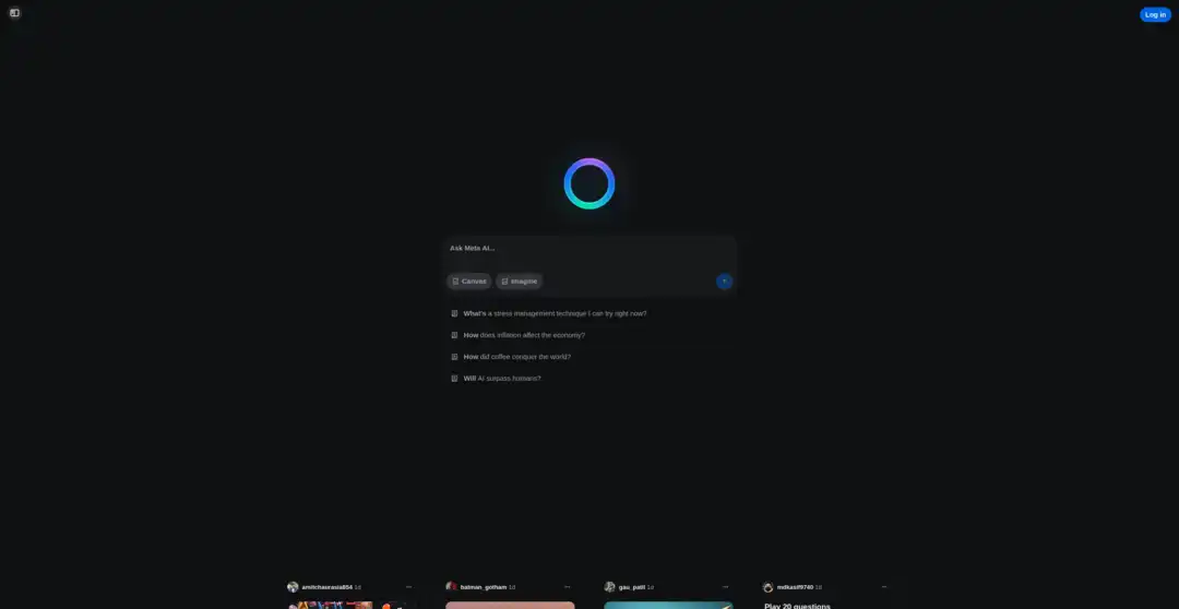 Screenshot of Meta AI platform showing content generation and image creation features