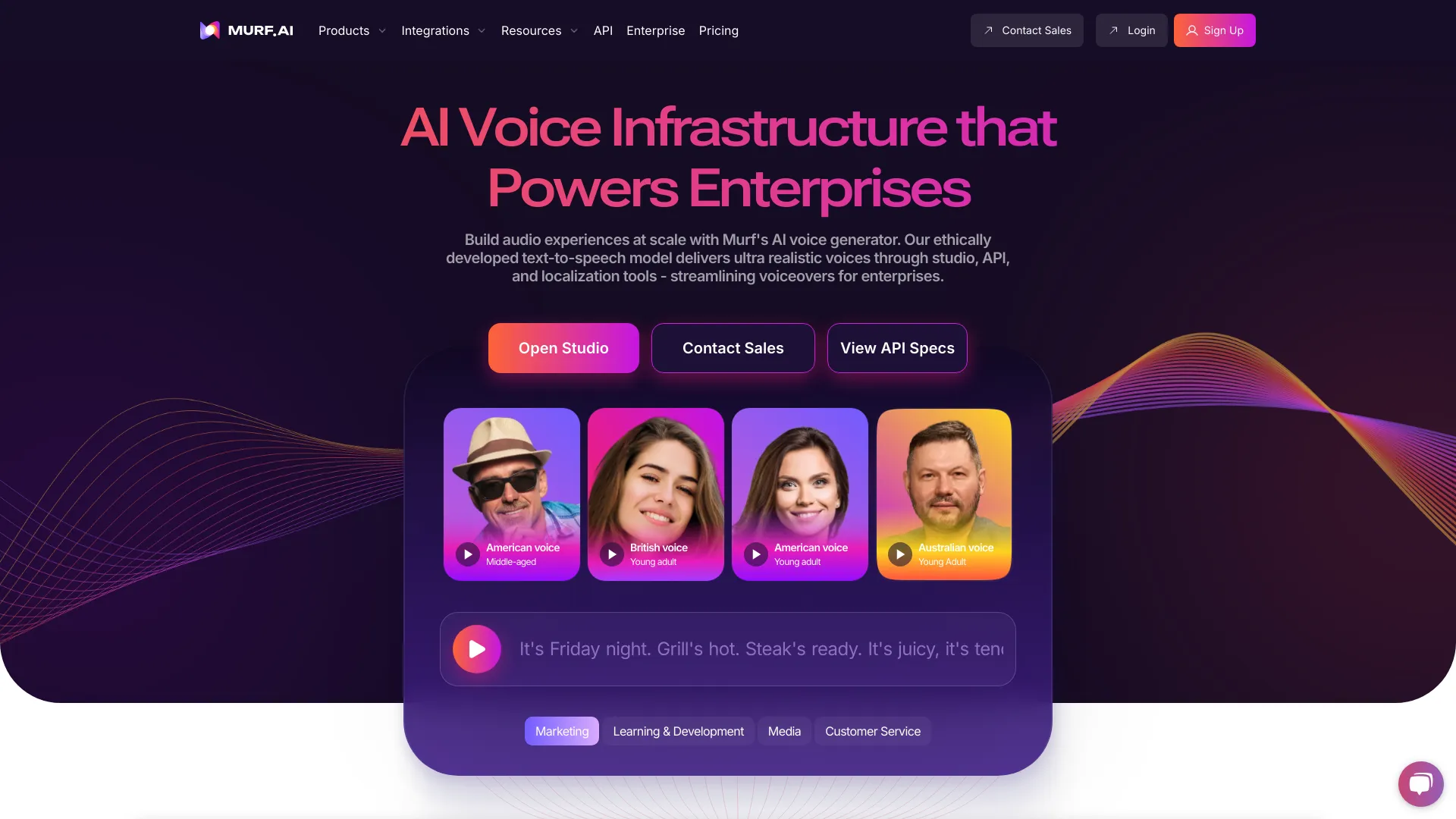 Screenshot of Murf AI voice generation studio