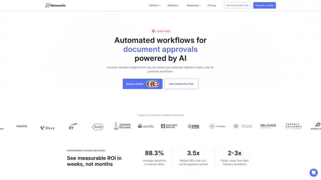 Screenshot of Nanonets platform