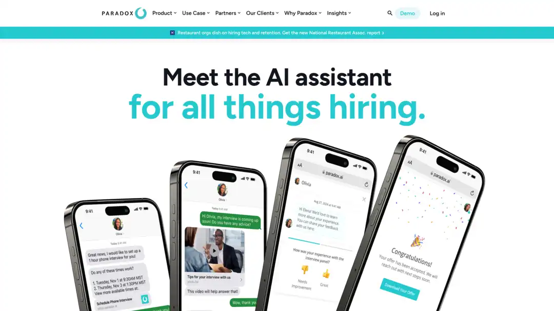 Screenshot of Paradox AI chatbot platform for candidate engagement