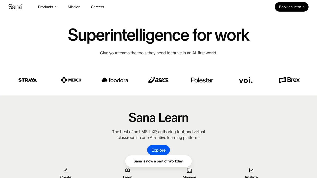 Screenshot of Sana Labs AI learning platform